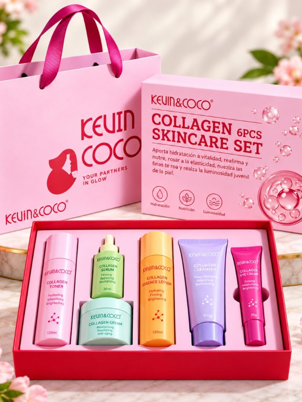 Kevin & Coco Collagen 6pcs Skincare Set-New Sealed